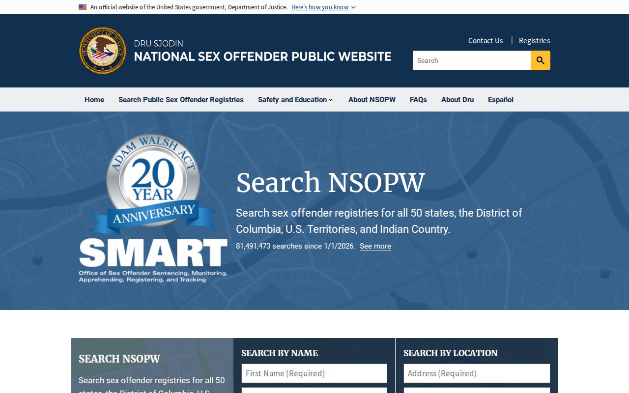 National Sex Offender Public Website cross-state search used near Gallatin County