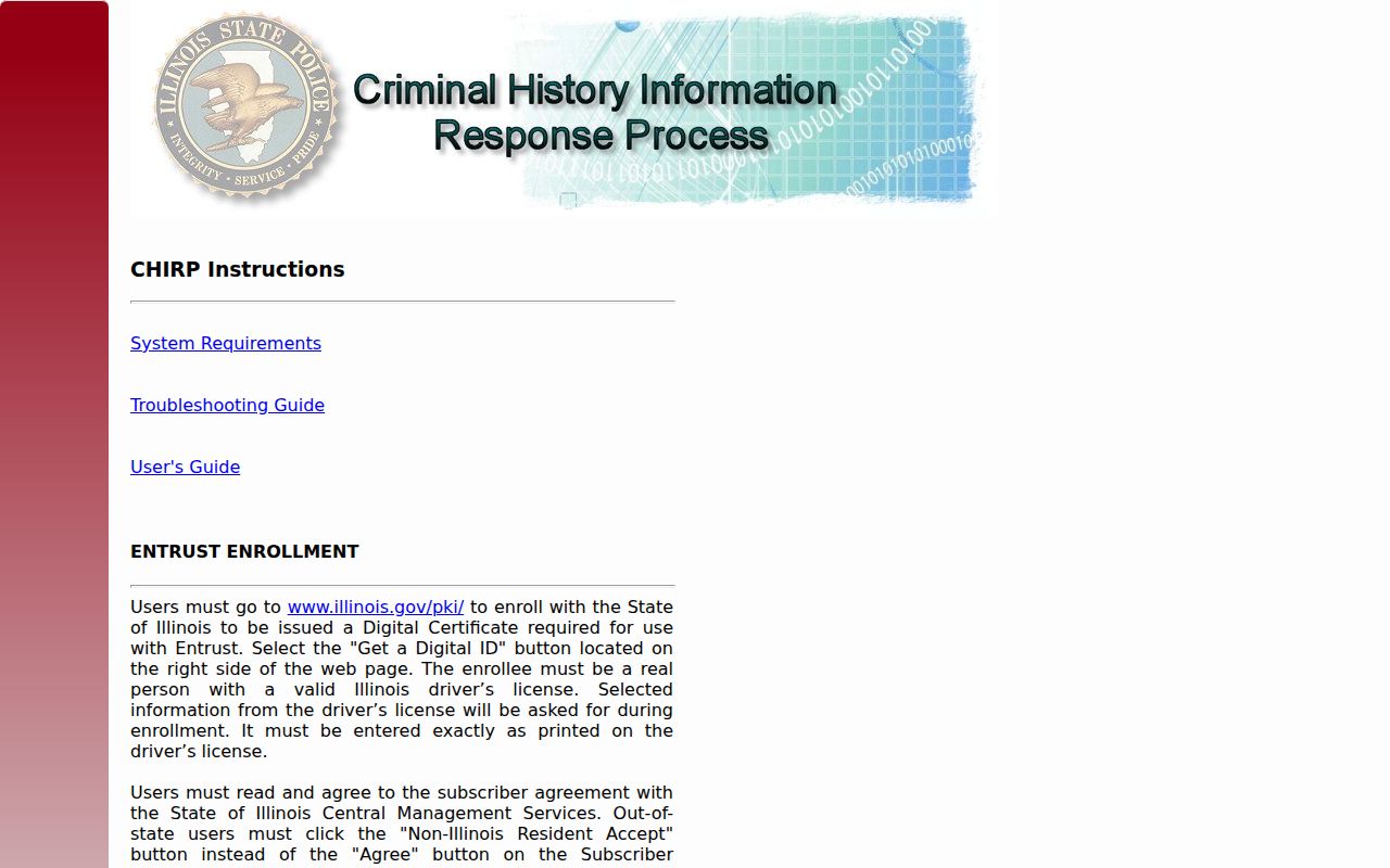 Gallatin County criminal history CHIRP portal