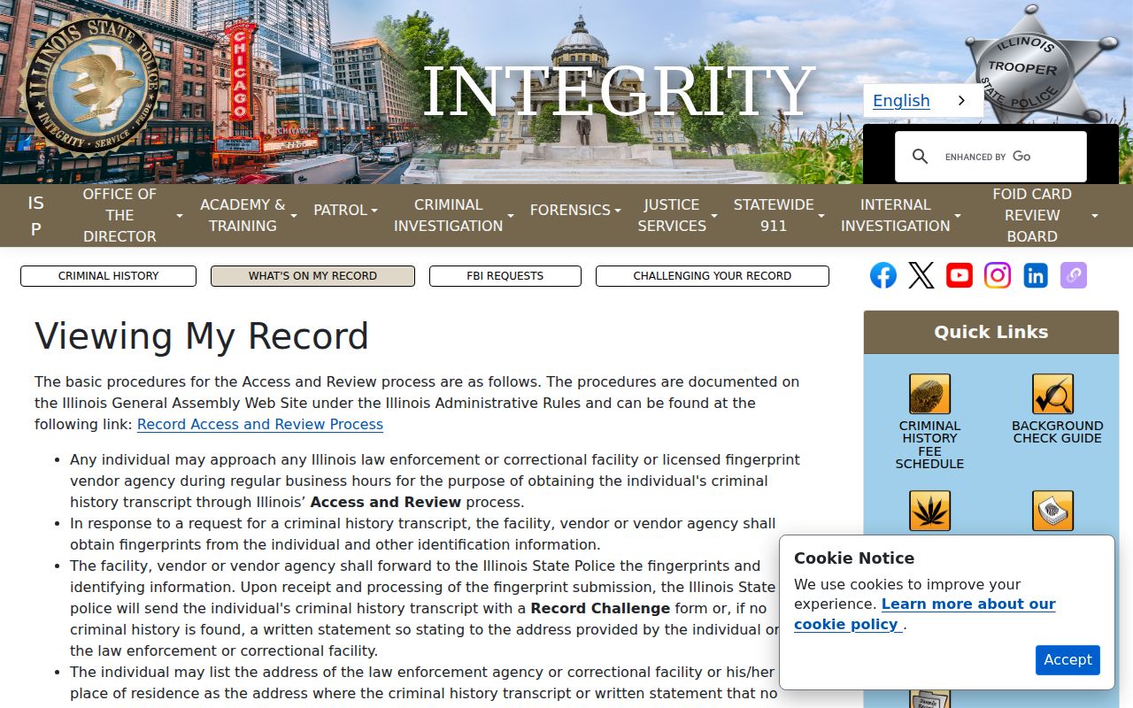 Gallatin County criminal history ISP Access and Review